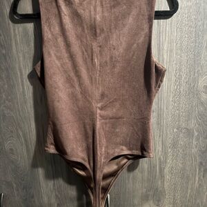 Steve Madden Brown Suede-Look Sleeveless Bodysuit